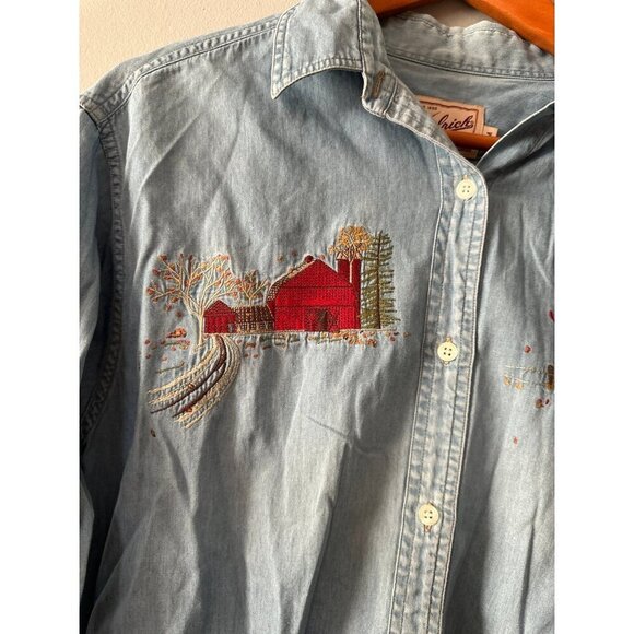 Womens Size M Woolrich Denim Fall Shirt - Picture 3 of 8